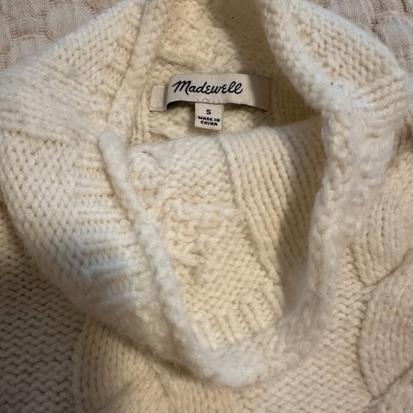 White Grenville Cableknit Mockneck Sweater - Picture 4 of 5